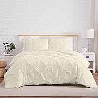 Kotton Culture Duvet Cover Queen Size 3 Piece Pinch Pleated 1000 Thread Count 100% Egyptian Cotton with Zipper Closure & Corner Ties Breathable All Season Soft Sateen Weave (Queen/Full - Ivory)