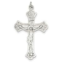 Crucifix Fluerie Pendant in Sterling Silver
