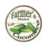 Farmers Market Cucumbers Novelty Metal Circular Sign C-602
