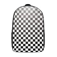 Black White Racing Checkered Flag 17 Inches Unisex Laptop Backpack Lightweight Shoulder Bag Travel Daypack