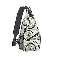 Bicycle Print Trendy Casual Daypack Versatile Crossbody Backpack Shoulder Bag Fashionable Chest Bag