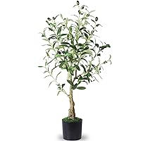 Artificial Olive Tree 32 Inch Fake Olive Topiary Silk Tree Faux Olive Plant for Indoor Outdoor Home Office Garden Decor