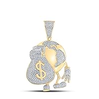 10K Yellow Gold Mens Diamond Globe Money Earth Necklace Pendant 1-1/2 Ctw.