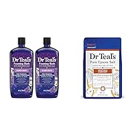Dr Teal's Foaming Bath with Pure Epsom Salt, Sleep Blend with Melatonin, Lavender & Chamomile Essential Oils, 34 fl oz & Pure Epsom Salt Soak, Soothe & Comfort with Oat Milk & Argan Oil, 3 lbs