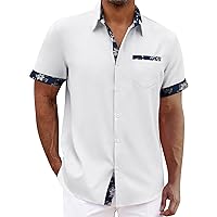 Mens Dress Shirts, Casual Beach Short Sleeve Button Down Polo Shirt Summer Printed Clothing Hawaiian Shirt for Men