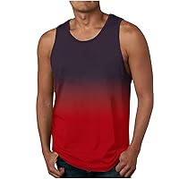 Summer Tank Tops for Men Gradient Sleeveless Workout Shirts Scoop Neckline Gym Tanks 3D Print Muscle T-Shirt Top Mens Compression Tank Top With Zipper Camiseta Hombre