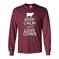 Long Sleeve Adult T-Shirt Keep Calm and Love Cows