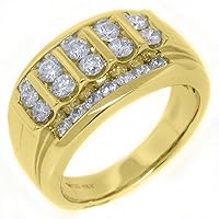 14k Yellow Gold Mens Brilliant Round Diamond Ring 1.53 Carats