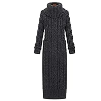 Autumn Winter Women's Sweater Dress Thickening Knit Dresses Casual Knitted Sweater Warm Coat