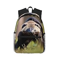 Black And White Honey Badger School Backpack For, Unisex Large Bookbag Schoolbag Casual Daypack For