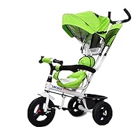 BicycleTrolley Baby Bike Portable Children's Tricycle with Putter Comfortable Back Safety Fence 2 Color Options (Color : Green) (Color : Green)