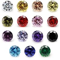 ZBJGEMS 1PCS Per Colors Total 15pcs 9mm Round Mixed Colors Cubic Zirconia Stone Loose CZ Stones for Jewelry Making