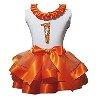 Petitebella Bling Orange 1 to 6 White Shirt Orange Petal Skirt Outfit