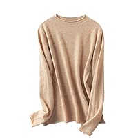 Women's Sweater Covered Crew Neck 100% Cashmere and Wool Knit Pullover Long Sleeve Winter Warm Pullover