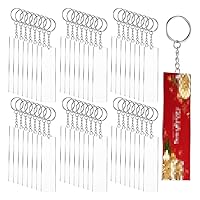 Clear Acrylic Keychain Set 48pcs Rectangle Acrylic Ornament,48pcs Key Rings with Chain and 48pcs Jump Rings for DIY Crafts and Projects (Color : Clear, Size : 24)