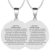 2PCS Solid Steel Laser Engraved Let Love Fill My Lungs Athletes Sports Prayers Mens Womens Pendant Necklace Chain