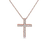 Kobelli Diamond Cross Necklace 1/10 Carat TDW Shared Prongs in 10k Gold