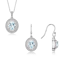 Matching Jewelry Set Sterling Silver Princess Diana Inspired: Ring & Pendant Necklace with 18