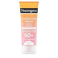 Invisible Daily Defense Fragrance-Free Sunscreen Lotion, Broad Spectrum SPF 60+, Oxybenzone-Free & Water-Resistant, Sun & Environmental Aggressor Protection, 3.0 fl. oz