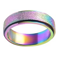 Women's & Men's 2mm/4mm/6mm/8mm Stainless Steel Multi Colors Sandblast Finish Lucky Worry Ring Band