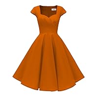 Hanpceirs Women's Cap Sleeve 1950s Retro Vintage Cocktail Swing Dresses with Pocket