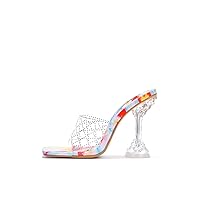 Cape Robbin Ahmee Sexy Clear Heels for Women - Sexy Square Toe Transparent Heels - Women's Chunky Clear Heels - Slip On Shoes
