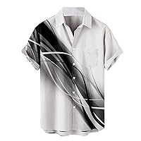 Men's Button Down Shirts Stylish 3D Print Beach Shirt Casual Summer T-Shirt Short Sleeve Relaxed Fit Blouse Tee