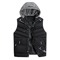 Down Vest Men,Men's Big And Tall Puffer Vest Warm Winter Vest Quilted Sleeveless Jacket Coat With Removable Hood