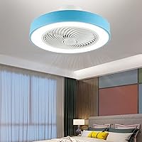 Living Room Ceiling Fan, 20in Bladeless Smart Ceiling Light 360°Angle Airflow, 3 Gear Wind Stepless Dimming Flush Mount Bathroom Ceiling Fan with Light