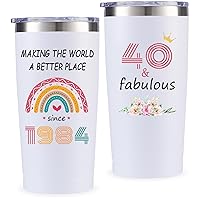 40th Birthday Gifts For Women, Her - 1984 Birthday Gifts for Mom, Wife, Friends - 40 Year Old Birthday Gifts, 40th Birthday Gift Ideas, 40 and Fabulous Gifts for Women, 20oz Tumbler Cup White