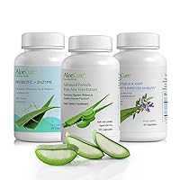AloeCure Organic Aloe Vera Capsules Pack - 3 Pieces - VeraFlex, Aloe Vera Capsules, Probiotics + Enzymes