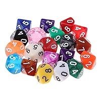 Acrylic 10-Sided Numbers Dice Multifaceted Dice Transparent Digital Dice Game Accessories Dice, for Table Game Kids Math Practice 20PCS Dice