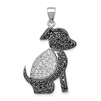 925 Sterling Silver Open back Black and Clear CZ Cubic Zirconia Simulated Diamond Animal Pet Dog Pendant Necklace Measures 35x23mm Wide Jewelry for Women