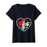 Womens Disney Princess - Ariel Heart Valentine's Day V-Neck T-Shirt