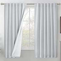 BGment Blackout Curtains for Bedroom 63 Inch Length, Thermal Insulated Bedroom Curtains Soundproof Room Darkening Window Curtains with Rod Pocket and Back Tab, Each Panel 52 Inch Wide, Greyish White