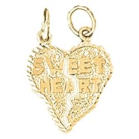 18K Yellow Gold Breakable Sweet Heart Saying Pendant, Made in USA