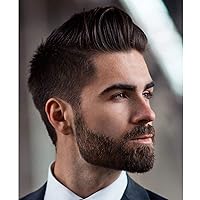 Toupee for Man Ultra Thin Skin PU Men's Hairpiece European Virgin Human Hair Replacement System Pieces 10x8inch 1B Off Black Color