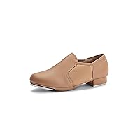 Balera Tap Shoes Slip On Shoe with Leather and Stretch Inset Rubber Sole with Taps