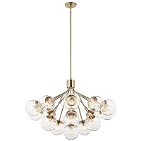 KICHLER Silvarious 16-Light Convertible Chandelier, Soft Modern Light with Clear Glass in Champagne Bronze, for Dining Room, Living Room or Foyer (26