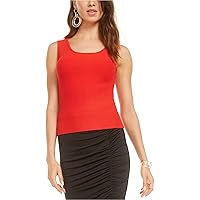 bar III Womens Ribbed Tank Top, Red, Large