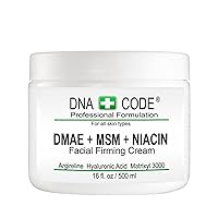 ANTI-AGING DMAE+MSM+NIACIN Firming Cream, 100% Pure Hyaluronic Acid, Argireline, Matrixyl 3000 (16 oz)