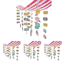 Fun Express Carnival Hanging Ceiling Decorations - 12 feet Long - Hanging Birthday Party Decor (Pack of 4)