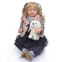 TERABITHIA 28inch 70cm So Truly Change Clothes Long Curly Blonde Hair Newborn Doll Real Silicone Reborn Toddler Girl Dolls That Look Realistic