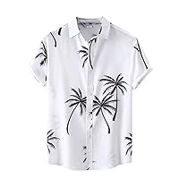 Coconut Tree Print Hawaiian Men's Shirt,Summer Tropical Party Shirt