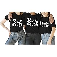 Customize High Gloss Printed Bride Squad T-Shirt |Round Neck Half Sleeves T-Shirt for Unisex |Bachelor Party T-Shirt Pack of