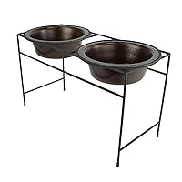 Modern Double Diner Feeder with Stainless Steel Dog Bowls, Large, Copper vein