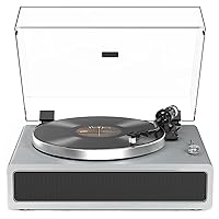 Turntable Record Player with Built-in Speakers, Vinyl Record Player Support Bluetooth Playback Auto Stop 33&45 RPM Speed RCA Line Out AUX in All-in-one Belt-Drive Turntable for Vinyl Records Grey
