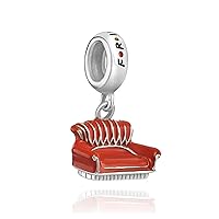 Friends Couch Charm, Red Couch Charm, Central Perk Charm, Sterling Silver, Gift For Wife, Women, Friends, Family, Compatible To Pandora