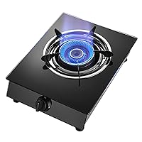 Gas Countertop Stove, Tempered Glass Desktop Gas Cooktop Gas Hob 1 Burners, Home Kitchen Apartments Outdoor Camping Cooktops