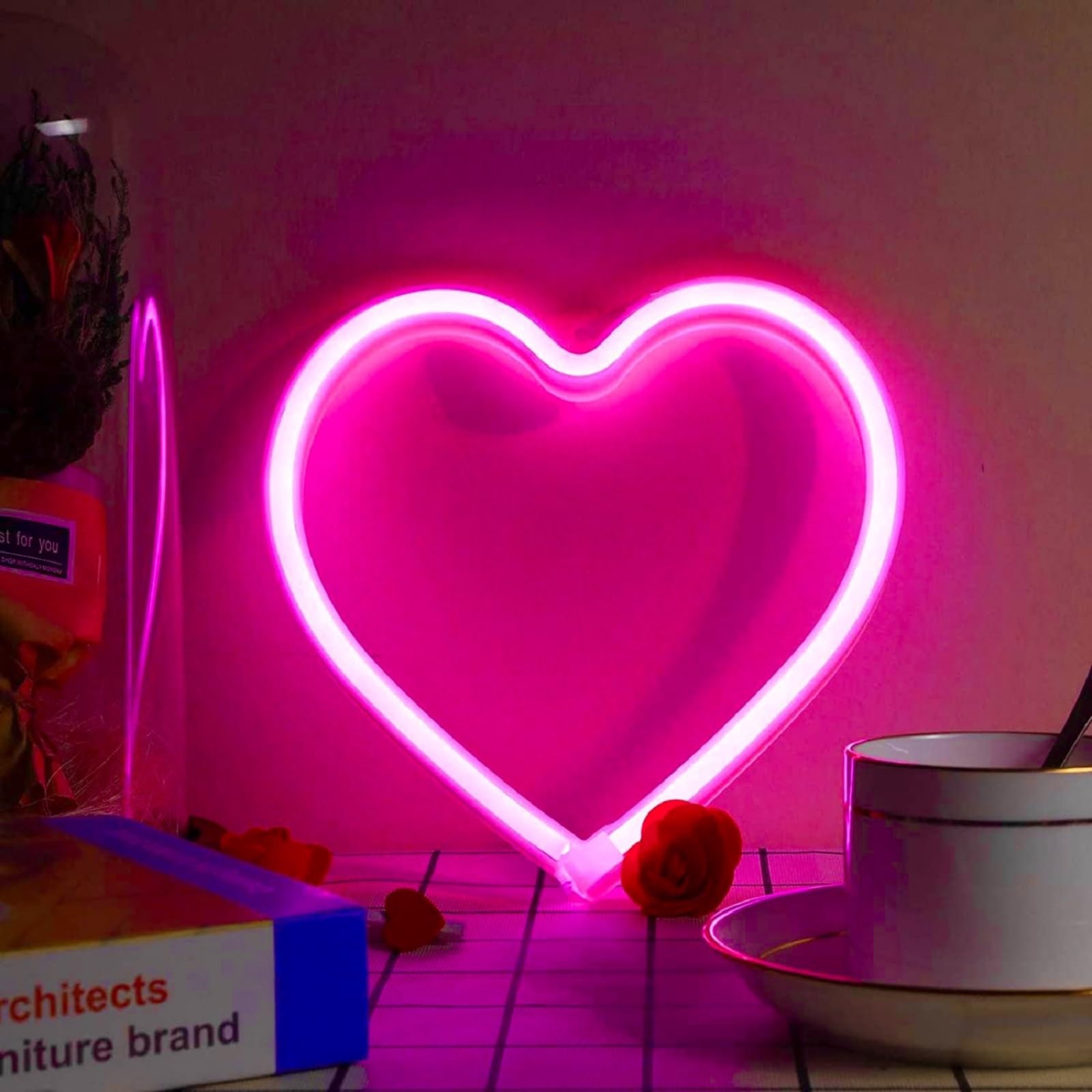 Mua Pink Heart Neon Sign, LED Neon Light Battery Operated or USB ...